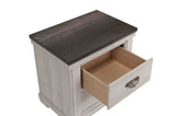 1pc Farmhouse Style Two Drawer Night Stand Nightstand End Table Beige Finish Rustic Bedroom Solid B011P233931