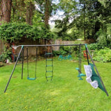 ZNTS XNS076 blackish green interesting four function swingset with face to face metal plastic safe swing W1711110906