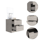 Kaia Nightstand , End Table, Side Table Two Drawers, Metal Handle -Light Gray B07091875