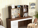 Brown Desktop Bookshelf for 27''/68.58cm Monitor, 93.9825.4073.66cm Engineered Wood Desk Hutch 55638158