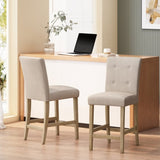 Contemporary Fabric Button Tufted 26 Inch Counter Stools, Set of 2, Beige 71254.00BGE