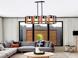 4-Light Kitchen Island Lights Pendant Light Farmhouse Dining Room Light Fixture, Rustic Wood and W1592P233389