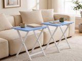 (4 pack) Solid Rubberwood Folding TV Tray Tables, Set of 2, Seaside Blue 27445987