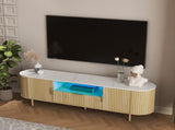 Lving Room Floor-standing TV Cabinet with 16 Color LEDs, Entertainment Center with Storage Doors, TV 57658410