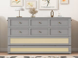Full Size Murphy Bed with Large Drawers,Gray N708P336203E