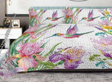 Colorful Bird Flower Design Quilt Set 3 Pieces King Size Soft Warm Bedding Set Include 1 Quilt And 2 15988841