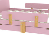 Full Size Platform Bed with Storage Drawers, Solid Wood Beds Frame with Bed Guardrail, Small Shelf, W1580P373245