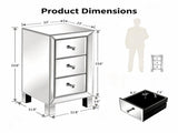 () 3-Drawer MDF Bedside Table with Mirrored Finish 11.8*11.8*23.6 Silver 25394141