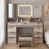 Large Vanity Table Set with 3 Opening Mirrors and LED Lights, Vanity Table with Full Storage Behind 95580572
