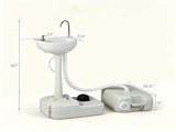 Portable Camping Sink with Foot Pump, 4.5Gal Fresh & 6.34Gal Recovery Water Tank, Rolling Outdoor 79306207