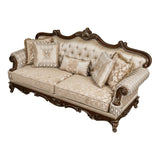 Formal Traditional Luxury Sofa Cherry Finish with Gold Tipping Solid Wood Living Room Furniture 1pc B011P290784