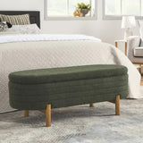 ZNTS Ottoman Oval Storage Bench,Rubber Wood Leg, Green W487P178761