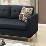 ZNTS Black Polyfiber Sectional Sofa Living Room Furniture Reversible Chaise Couch Pillows Tufted Back B01149143