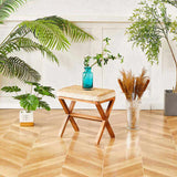 Ottoman Footstool Natural Seagrass Footrest Pouf Ottomans with X Wooden Legs Rectangular Hand 05317591