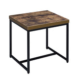 Weathered Oak and Black Rectangular End Table B062P181351