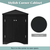 ZNTS Black Triangle Bathroom Storage Cabinet with Adjustable Shelves, Freestanding Floor Cabinet for Home 62126568