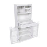 White Buffet Cabinet with Hutch - Modern Farmhouse Kitchen Storage Sideboard with 2 Drawers & Barn W2700P300564
