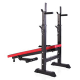 Adjustable Folding Multifunctional Workout Station Adjustable Workout Bench with Squat Rack - balck W2181P153079