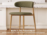 Counter Height Bar Stools Set of 2, Upholstered Counter Stools Modern Barstools with Metal Legs for W3916P563391