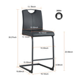 Black PU Chair Barstool Dining Counter Height Chair Set of 2 W24154186
