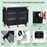 Black Camping Kitchen Table with Storage Shelves 09516532