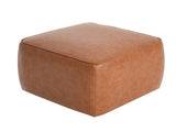 Upholstered Square PU Leather Ottoman,Tan N757P414086T