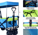Collapsible Wagon Heavy Duty Folding Wagon Cart with Removable Canopy, 4" Wide Large All Terrain 42099174