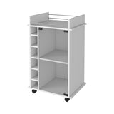 Vegas Bar Cart, Two Tier Cabinet With Glass Door, Six Cubbies For Liquor B128P176147