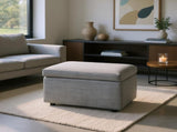 Dark Gray Corduroy Upholstered Ottoman with Black Round Rubber Feet 634343cm, Hidden 67751678