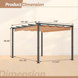 ZNTS 10' x 13' Aluminum Patio Pergola with Retractable Pergola Canopy, Backyard Shade Shelter for Porch, W2505P155205