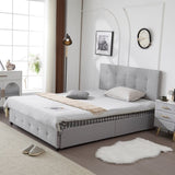 Upholstered Queen Platform Storage Bed Frame with 4 Drawers, Adjustable Headboard with Button Tufted 45724648