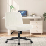 ZNTS Office chair with wheels, armless office chair, Teddy velvet wide seat home office chair, cute W1521P176388