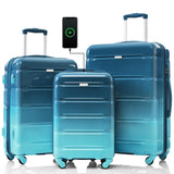 Luggage Set of 3, 20-inch with USB Port, Airline Certified Carry-on , ABSPC Hard Shell N726P264892C