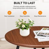 Outdoor Side Table with Imitation Wood Tabletop, Weather Resistant Patio Side Table, Round Outdoor 89796304