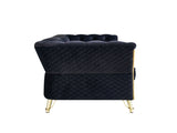 Modern Tufted Velvet Sofa 87.4 inch for Living Room Black Color W579107799
