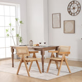 ZNTS Hengming Cane solid wood dining chair, hand made cane armchair, suitable for living dining W212106069