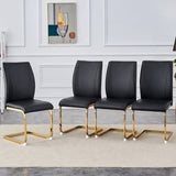 Luxury Simple Arch Chair - Set of 4 BLACK PU Material High Resilience Dining Chair with Arched Metal W1151P154872