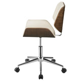 ZNTS Ecru and Walnut Swivel Office Chair B062P153784