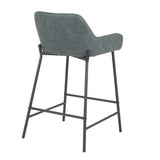 Daniella Industrial Counter Stool in Black Metal and Green Faux Leather by LumiSource - Set of 2 B202P221716