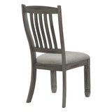 ZNTS Casual Dining Height Side Chairs 2pc Antique Gray Wood Frame Fabric Upholstery B01143656