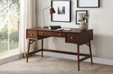 Brown Finish Stylish Writing Desk Storage Drawers Nickel Knob Hardware Walnut Veneer Wood Furniture B01146475