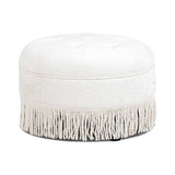 Yolanda 24" Round Upholstered Accent Ottoman, Almond White Chenille B2719P280167