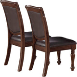 Gorgeous Formal Set of 2 Side Chairs Brown Color Rubberwood Dining Room Furniture Faux Leather B01180914