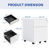 2 Drawer Mobile File Cabinet with Lock Steel File Cabinet for Legal/Letter/A4/F4 Size, Fully 73782513