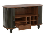 39" Fluted Liquor & Coffee Bar with 6 Wine Racks and 3 Glass Holders, Mid-Century Modern Bar 77343016