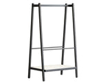(Black) Solid Oak Wood Clothes Rack, Black Rattan Rack-clothes Rack with Shelves, Cloth W1283P298205