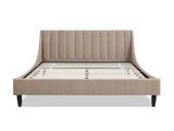 Aspen Vertical Tufted Modern Headboard Platform Bed Set, Queen, Mink Beige Performance Velvet B2719P238510