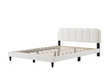 Lambswool Petal Headboard Bed Frame Cream Style Bedroom Soft Bed with Atmosphere Light, Queen N769P272030W