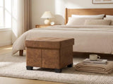 Coffee Brown Foldable Ottoman Storage Bench, Footstool with 660 lb Capacity 60293284
