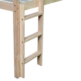Twin Low Loft Bed with Slide, Ladder, Safety Guardrails, Rubber Wood Twin Loft Bed,White Oak W504P218527